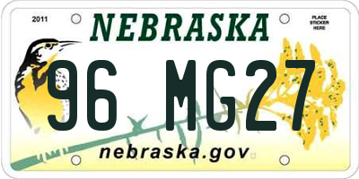 NE license plate 96MG27
