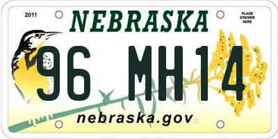 NE license plate 96MH14