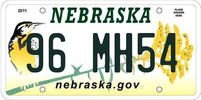 NE license plate 96MH54