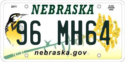 NE license plate 96MH64