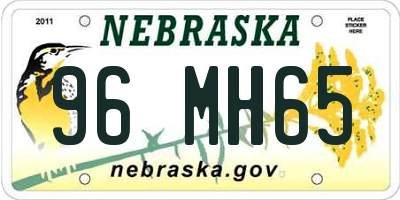 NE license plate 96MH65