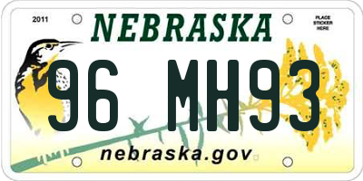 NE license plate 96MH93