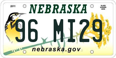 NE license plate 96MI29