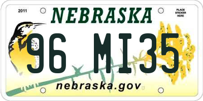NE license plate 96MI35