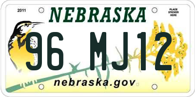 NE license plate 96MJ12