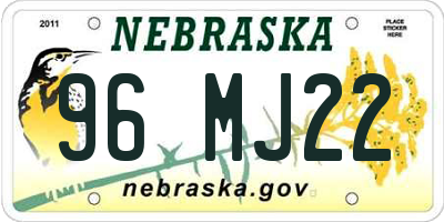 NE license plate 96MJ22