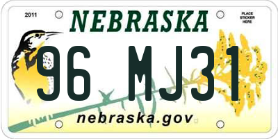 NE license plate 96MJ31