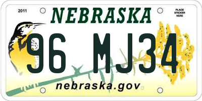 NE license plate 96MJ34