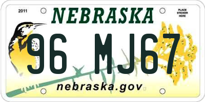 NE license plate 96MJ67