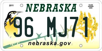 NE license plate 96MJ71