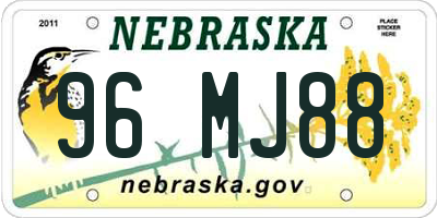 NE license plate 96MJ88