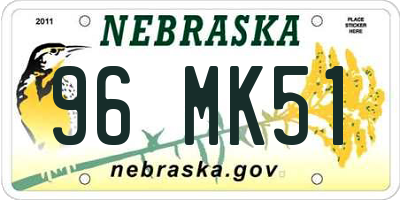 NE license plate 96MK51