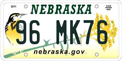 NE license plate 96MK76