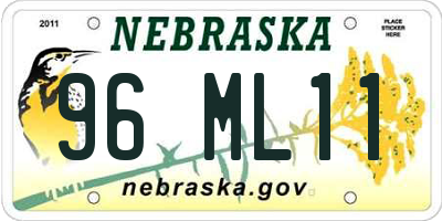 NE license plate 96ML11