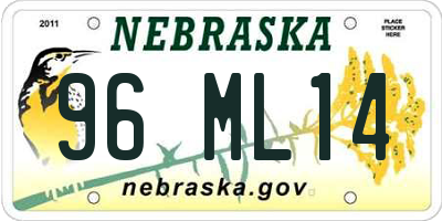 NE license plate 96ML14
