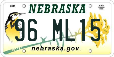 NE license plate 96ML15