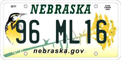 NE license plate 96ML16