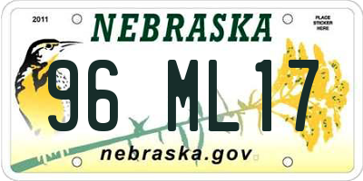 NE license plate 96ML17