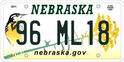NE license plate 96ML18
