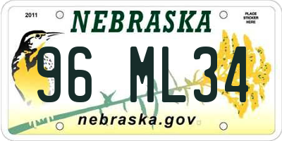 NE license plate 96ML34