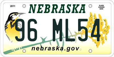 NE license plate 96ML54