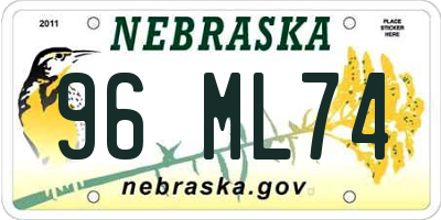 NE license plate 96ML74