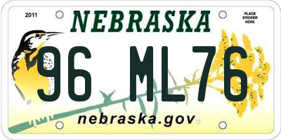NE license plate 96ML76