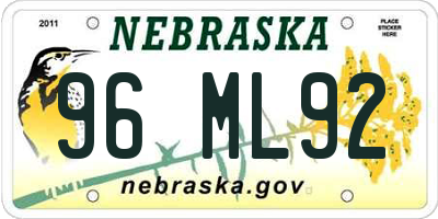 NE license plate 96ML92