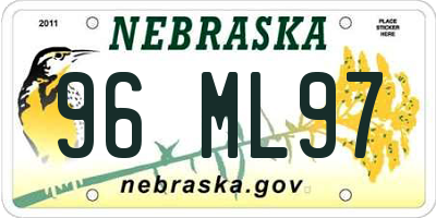 NE license plate 96ML97