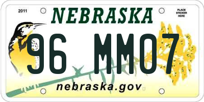 NE license plate 96MM07