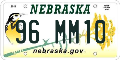 NE license plate 96MM10