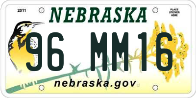 NE license plate 96MM16