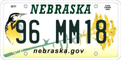 NE license plate 96MM18