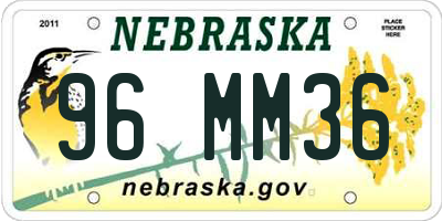 NE license plate 96MM36