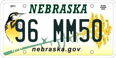NE license plate 96MM50