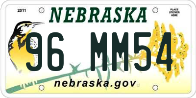 NE license plate 96MM54