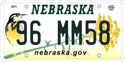 NE license plate 96MM58