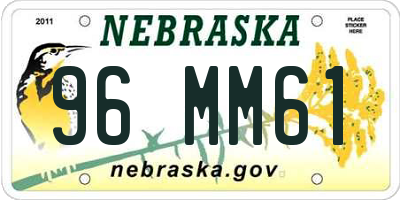 NE license plate 96MM61
