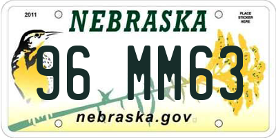 NE license plate 96MM63