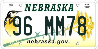 NE license plate 96MM78