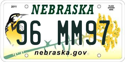 NE license plate 96MM97