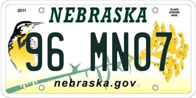 NE license plate 96MN07
