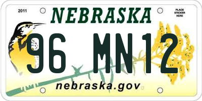 NE license plate 96MN12