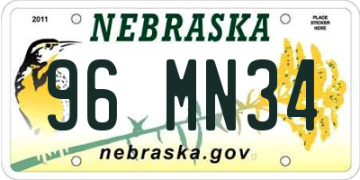 NE license plate 96MN34