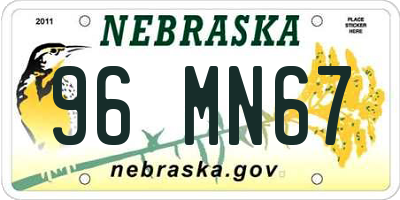 NE license plate 96MN67