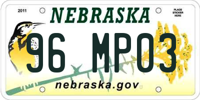 NE license plate 96MP03