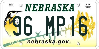 NE license plate 96MP16
