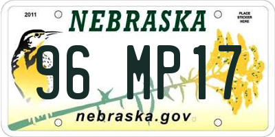 NE license plate 96MP17