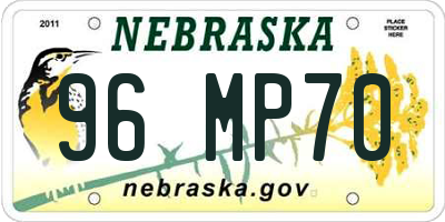 NE license plate 96MP70