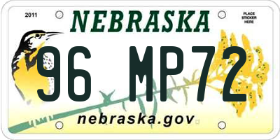 NE license plate 96MP72